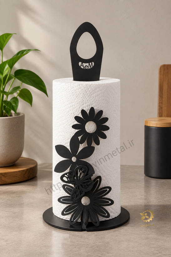 استند فلزی دستمال کاغذی،طرح گل