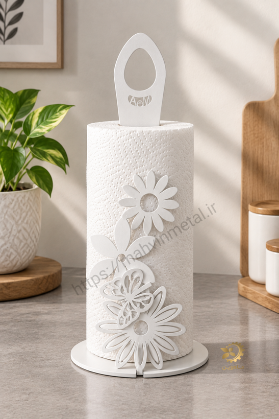 استند فلزی دستمال کاغذی،طرح گل